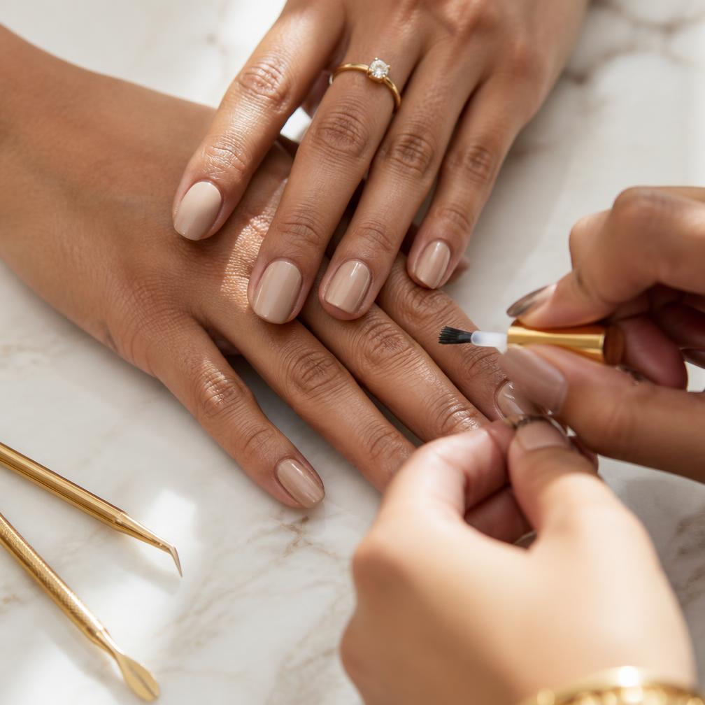 Nude manicure finish